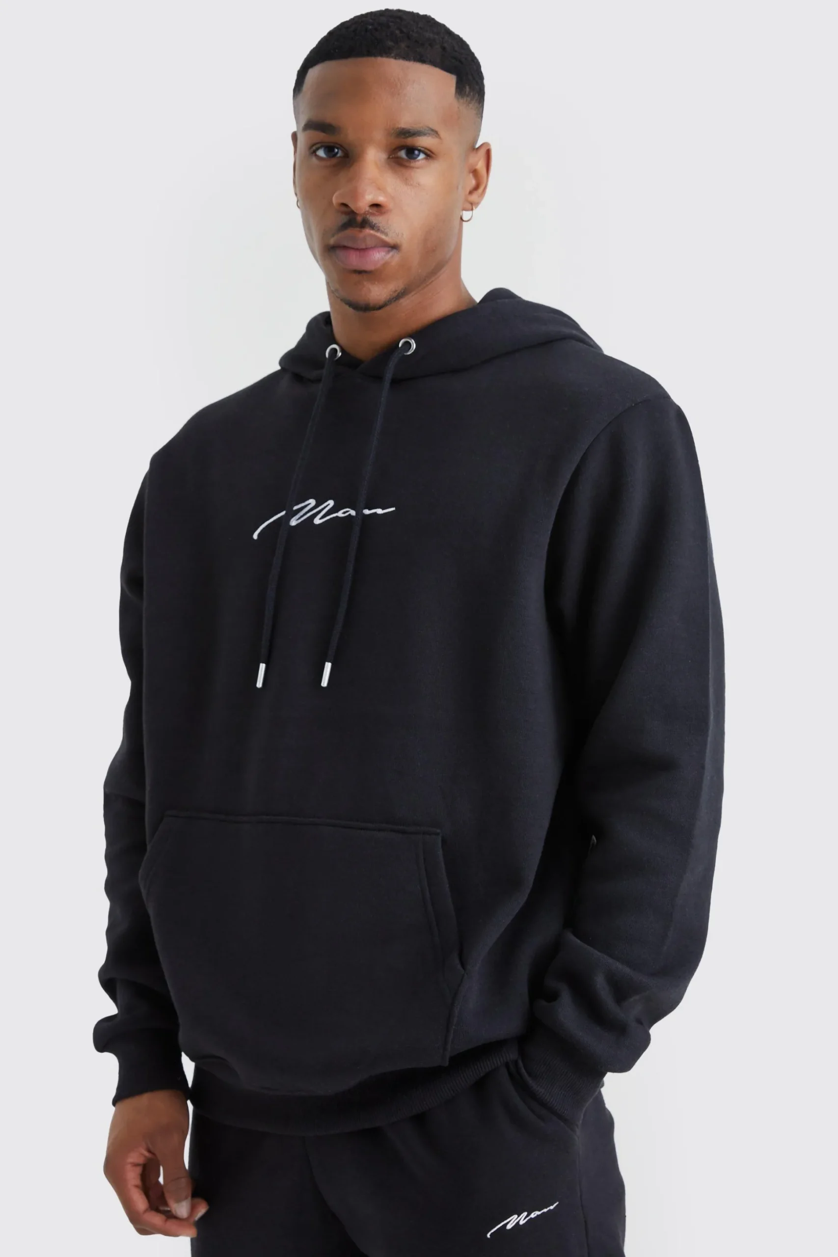 Man Signature Over The Head Hoodie | BoohooMAN UK