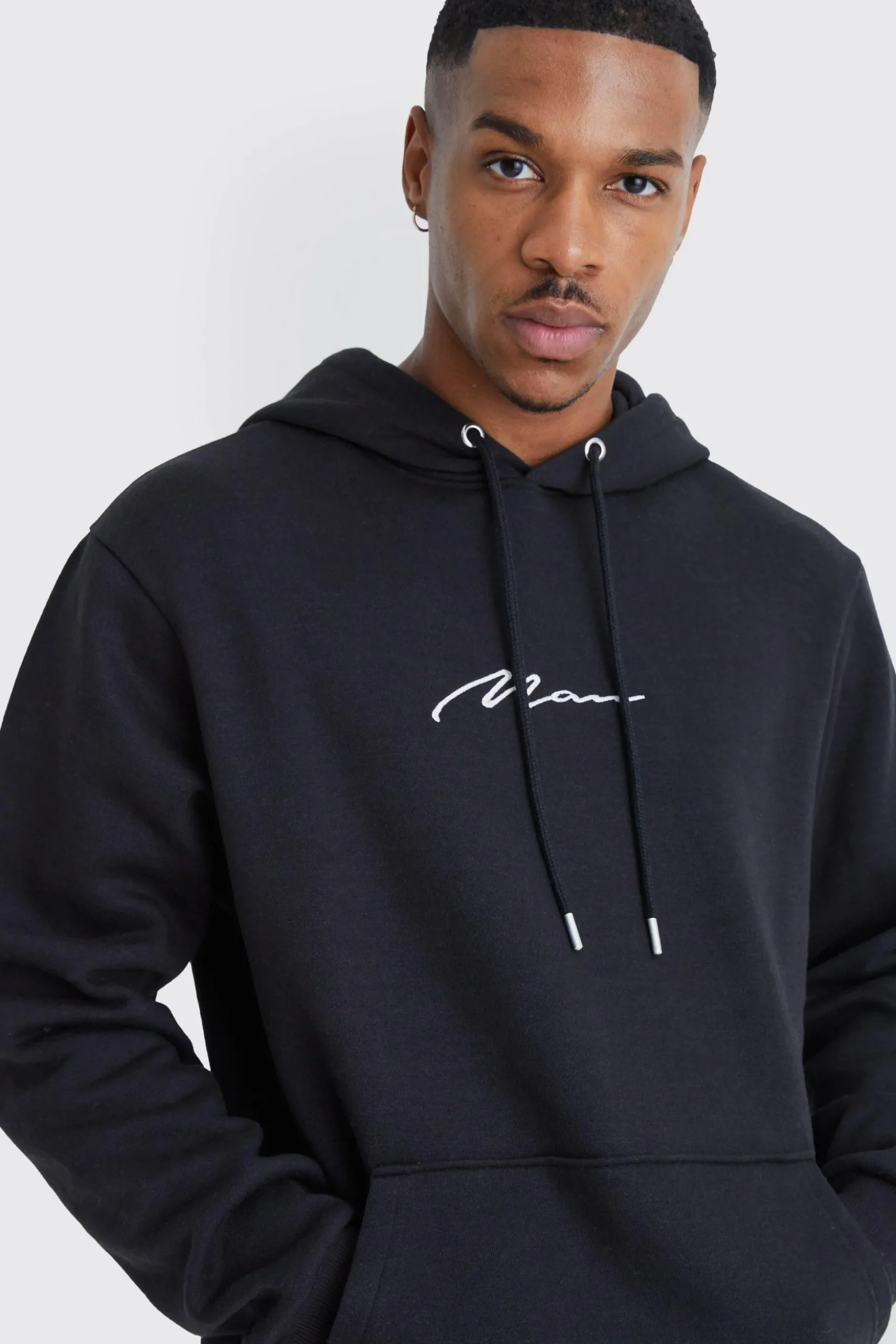 Man Signature Over The Head Hoodie | BoohooMAN UK