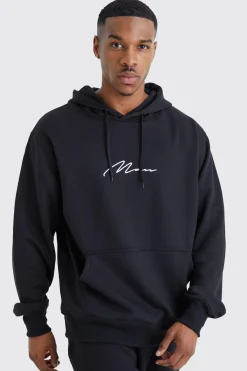 Man Signature Over The Head Hoodie | BoohooMAN UK