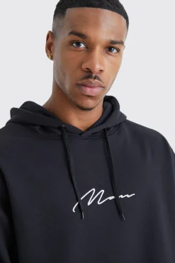 Man Signature Over The Head Hoodie | BoohooMAN UK