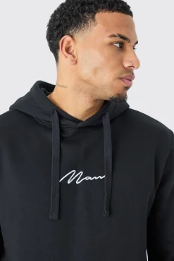 Man Signature Over The Head Hoodie | BoohooMAN UK