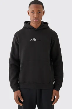 Man Signature Over The Head Hoodie | BoohooMAN UK