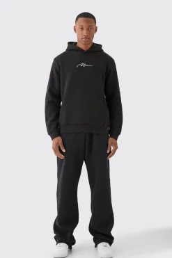 Man Signature Over The Head Hoodie | BoohooMAN UK