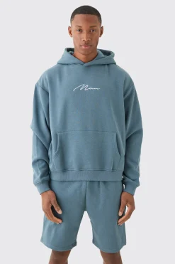 Man Signature Oversized Boxy Loose Short Tracksuit | BoohooMAN UK