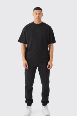 Man Signature Oversized Basic Extended Neck T-shirt | BoohooMAN UK