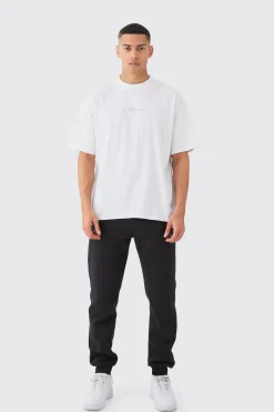 Man Signature Oversized Basic Extended Neck T-shirt | BoohooMAN UK