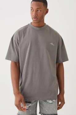 Man Signature Oversized Heavyweight T-shirt | BoohooMAN UK