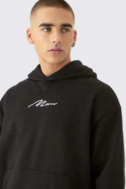 Man Signature Oversized Over The Head Hoodie | BoohooMAN UK