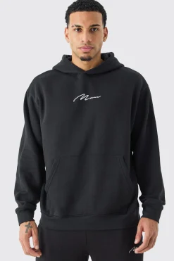 Man Signature Oversized Over The Head Hoodie | BoohooMAN UK