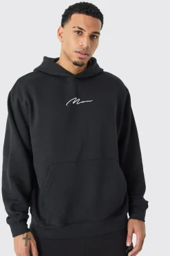 Man Signature Oversized Over The Head Hoodie | BoohooMAN UK