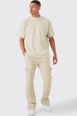 Man Signature Oversized Tshirt And Cargo Jogger Set | BoohooMAN UK