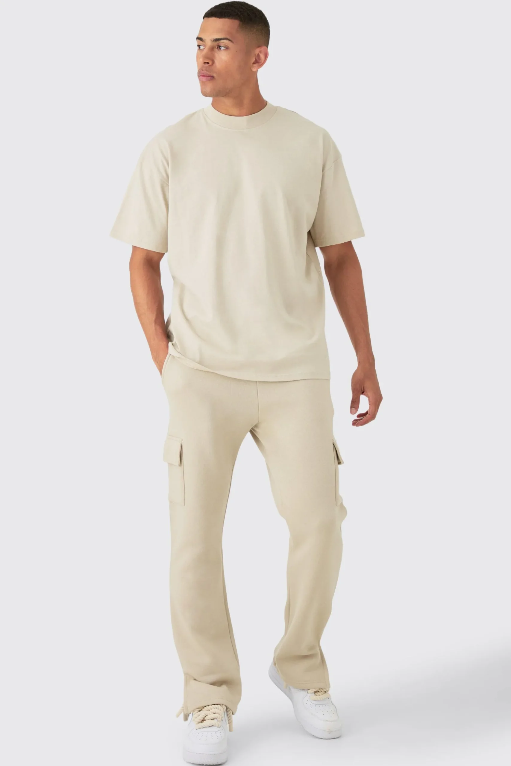 Man Signature Oversized Tshirt And Cargo Jogger Set | BoohooMAN UK