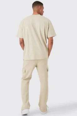 Man Signature Oversized Tshirt And Cargo Jogger Set | BoohooMAN UK