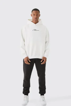 Man Signature Overszied Over The Head Hoodie | BoohooMAN UK