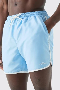 Man Signature Runner Swim Shorts | BoohooMAN UK