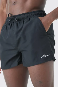 Man Signature Short Length Swim Short | BoohooMAN UK