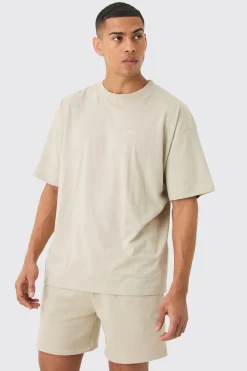 Man Signature T-shirt And Loose Short Set | BoohooMAN UK