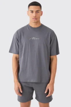 Man Signature T-shirt And Loose Short Set | BoohooMAN UK