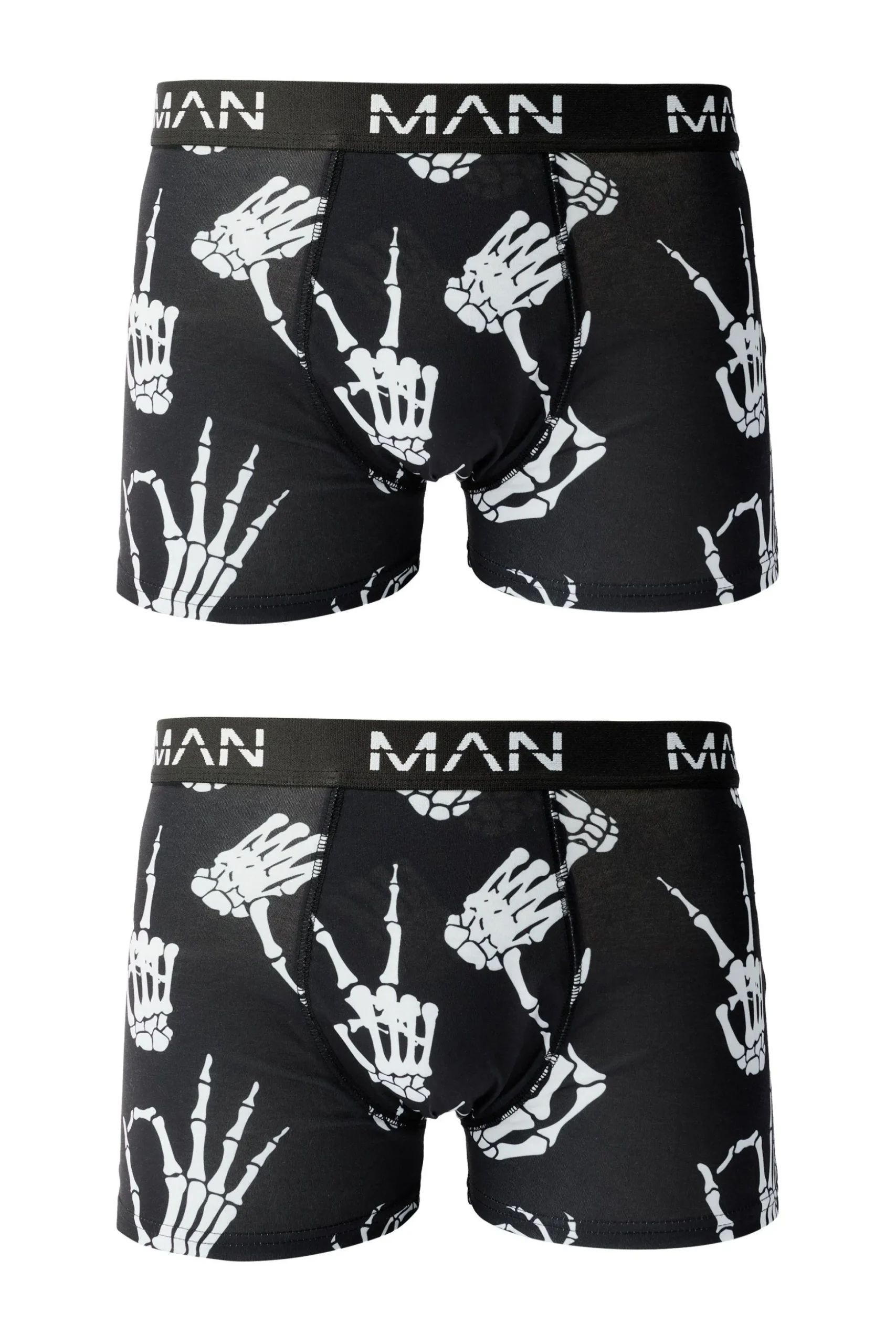 Man Skeleton Hand Printed Boxers | BoohooMAN UK