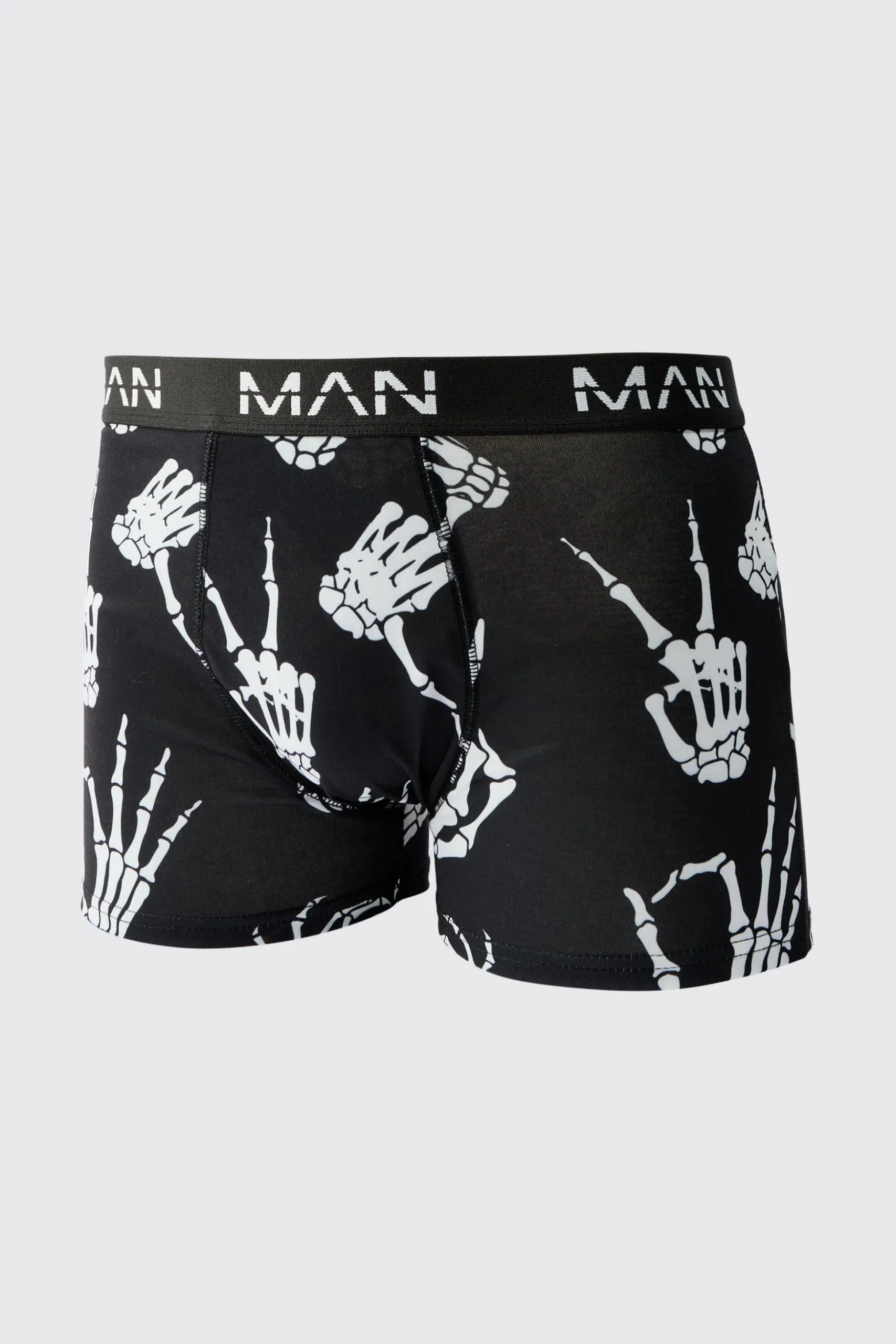 Man Skeleton Hand Printed Boxers | BoohooMAN UK