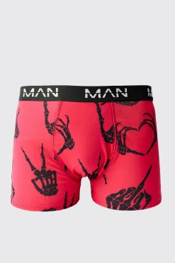 Man Skeleton Hand Printed Boxers | BoohooMAN UK