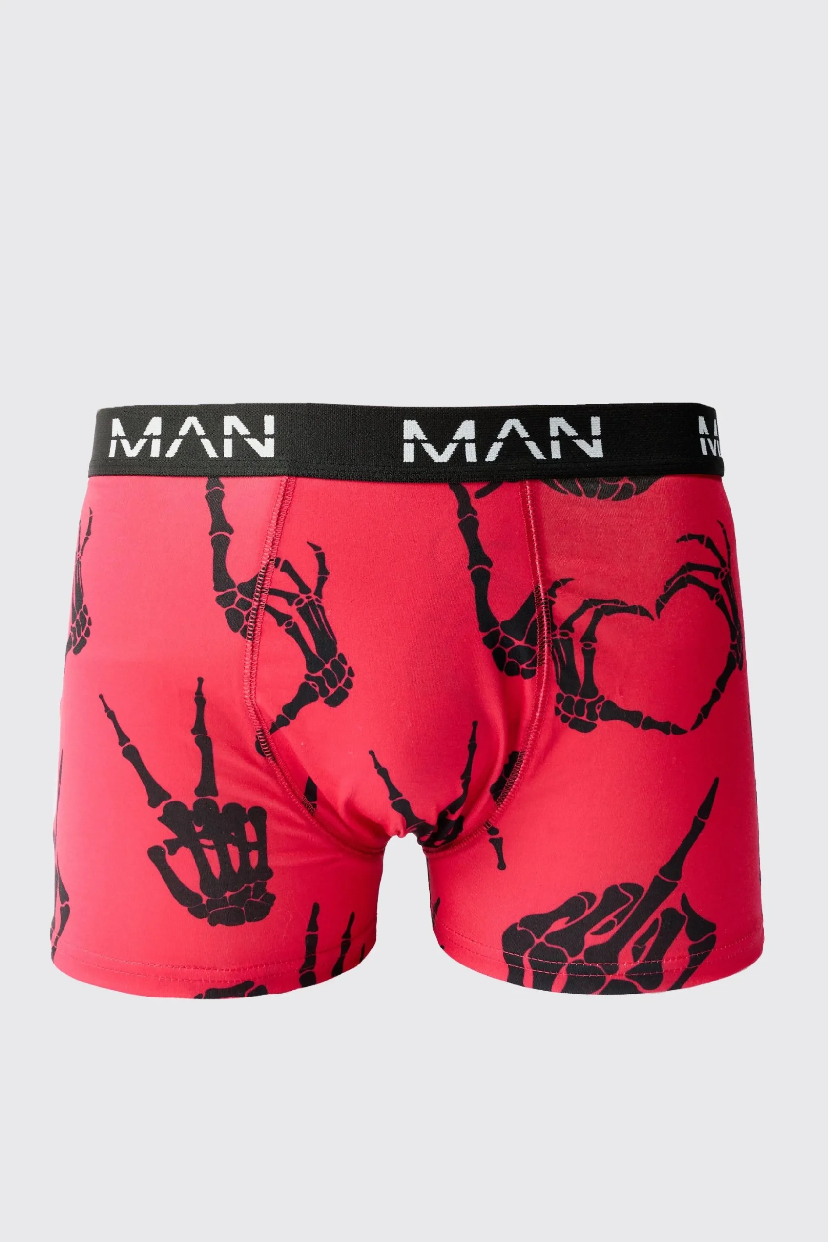Man Skeleton Hand Printed Boxers | BoohooMAN UK