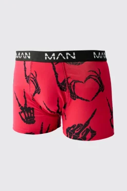 Man Skeleton Hand Printed Boxers | BoohooMAN UK