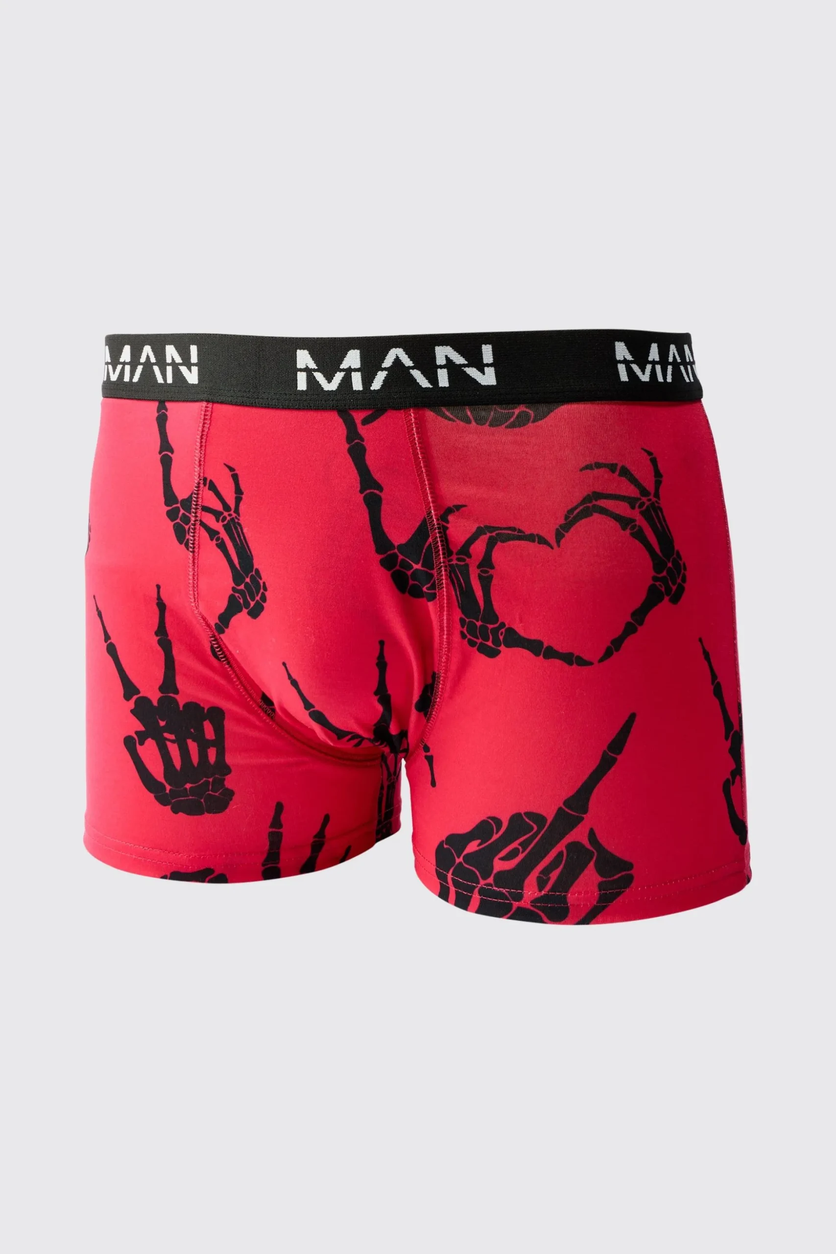 Man Skeleton Hand Printed Boxers | BoohooMAN UK