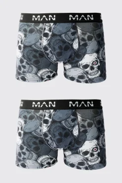 Man Skull Printed Boxers | BoohooMAN UK