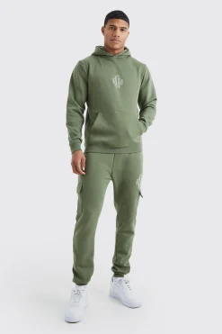 Man Slim Fit Cargo Hooded Tracksuit | BoohooMAN UK