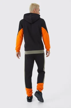 Man Slim Fit Colour Block Hoodie | BoohooMAN UK