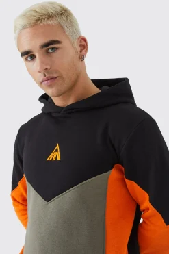 Man Slim Fit Colour Block Hoodie | BoohooMAN UK