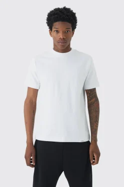 Man Slim Fit Extended Neck Heavy Interlock T-shirt | BoohooMAN UK