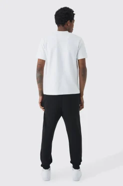 Man Slim Fit Extended Neck Heavy Interlock T-shirt | BoohooMAN UK