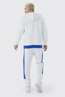 Man Slim Fit Zip Funnel Colour Block Hoodie | BoohooMAN UK