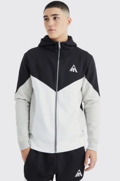 Man Slim Funnel Hooded Colour Block Tracksuit | BoohooMAN UK