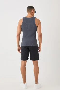 Man Slim Waffle Rubber Badge Vest | BoohooMAN UK
