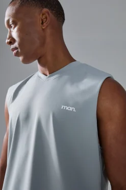 Man Sport V Neck Performance Reg Fit Tank | BoohooMAN UK
