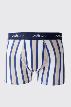 Man Stripe Printed Boxers | BoohooMAN UK
