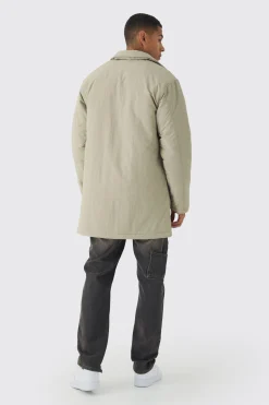 Man Tab Crinkle Longline Mac In Sand | BoohooMAN UK