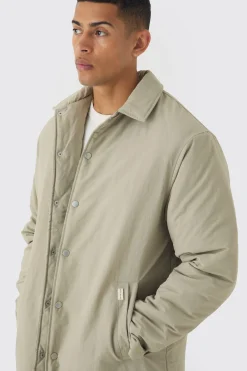 Man Tab Crinkle Longline Mac In Sand | BoohooMAN UK