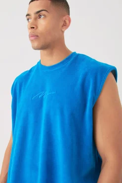 Man Velour Oversized Tank & Pocket Shorts Set | BoohooMAN UK