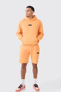 Man Washed Hooded Short Tracksuit | BoohooMAN UK