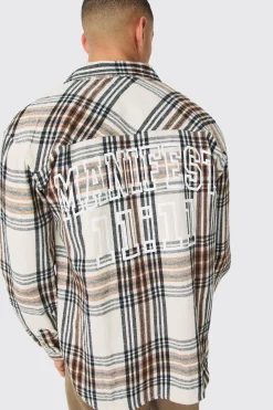 Manifest Back Print Check Shirt | BoohooMAN UK