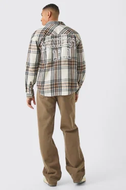 Manifest Back Print Check Shirt | BoohooMAN UK