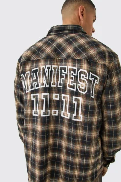 Manifest Back Print Check Shirt | BoohooMAN UK