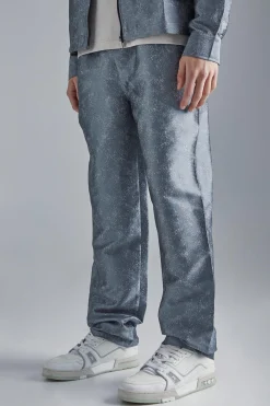Marl Fabric Interest Straight Trouser | BoohooMAN UK