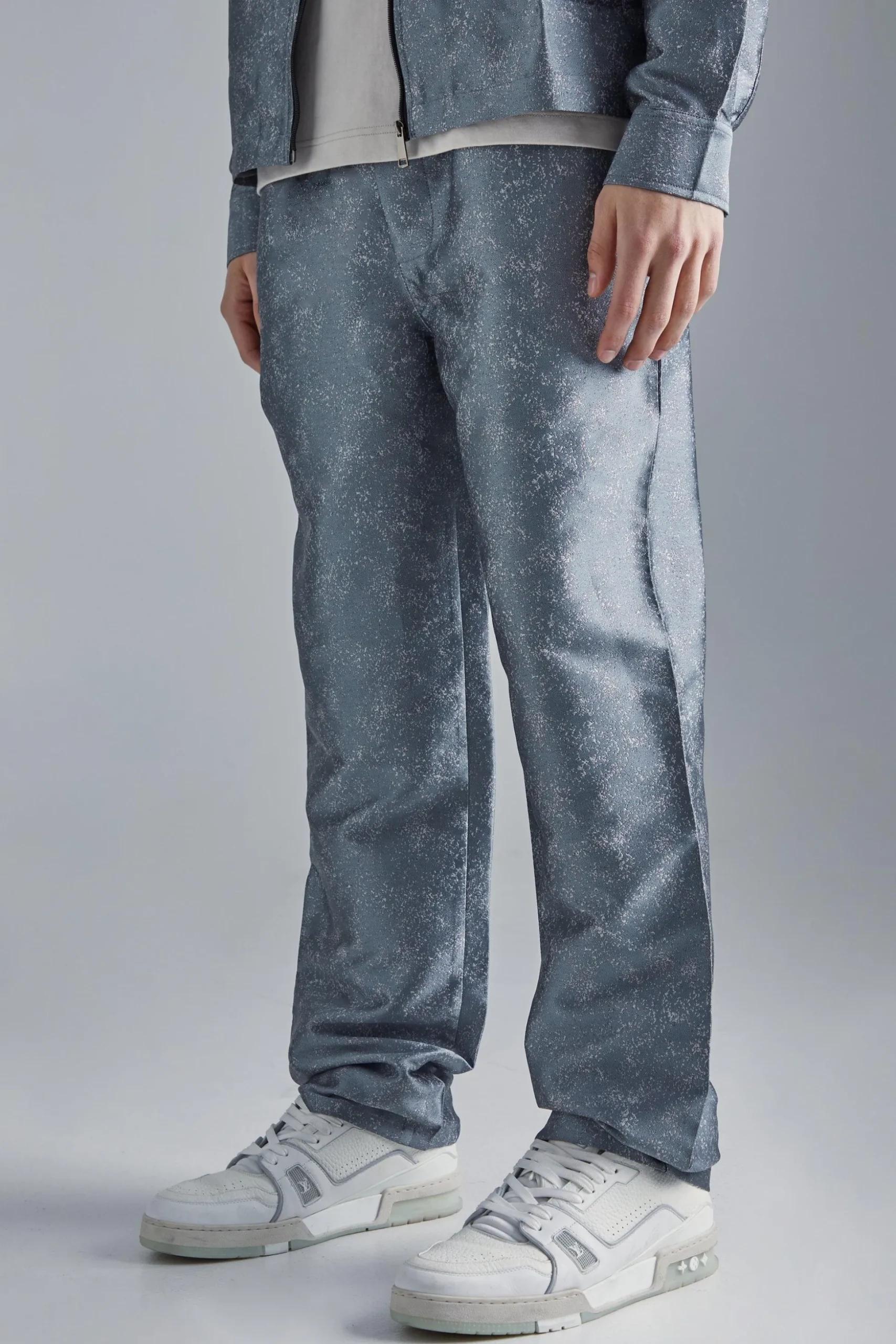Marl Fabric Interest Straight Trouser | BoohooMAN UK