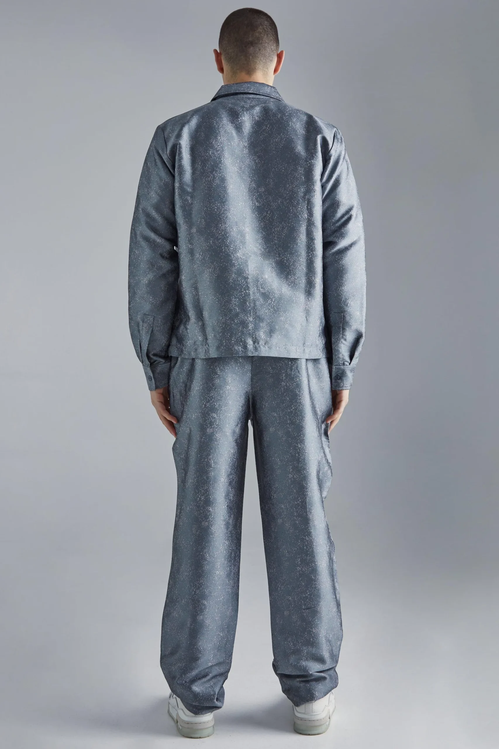 Marl Fabric Interest Straight Trouser | BoohooMAN UK