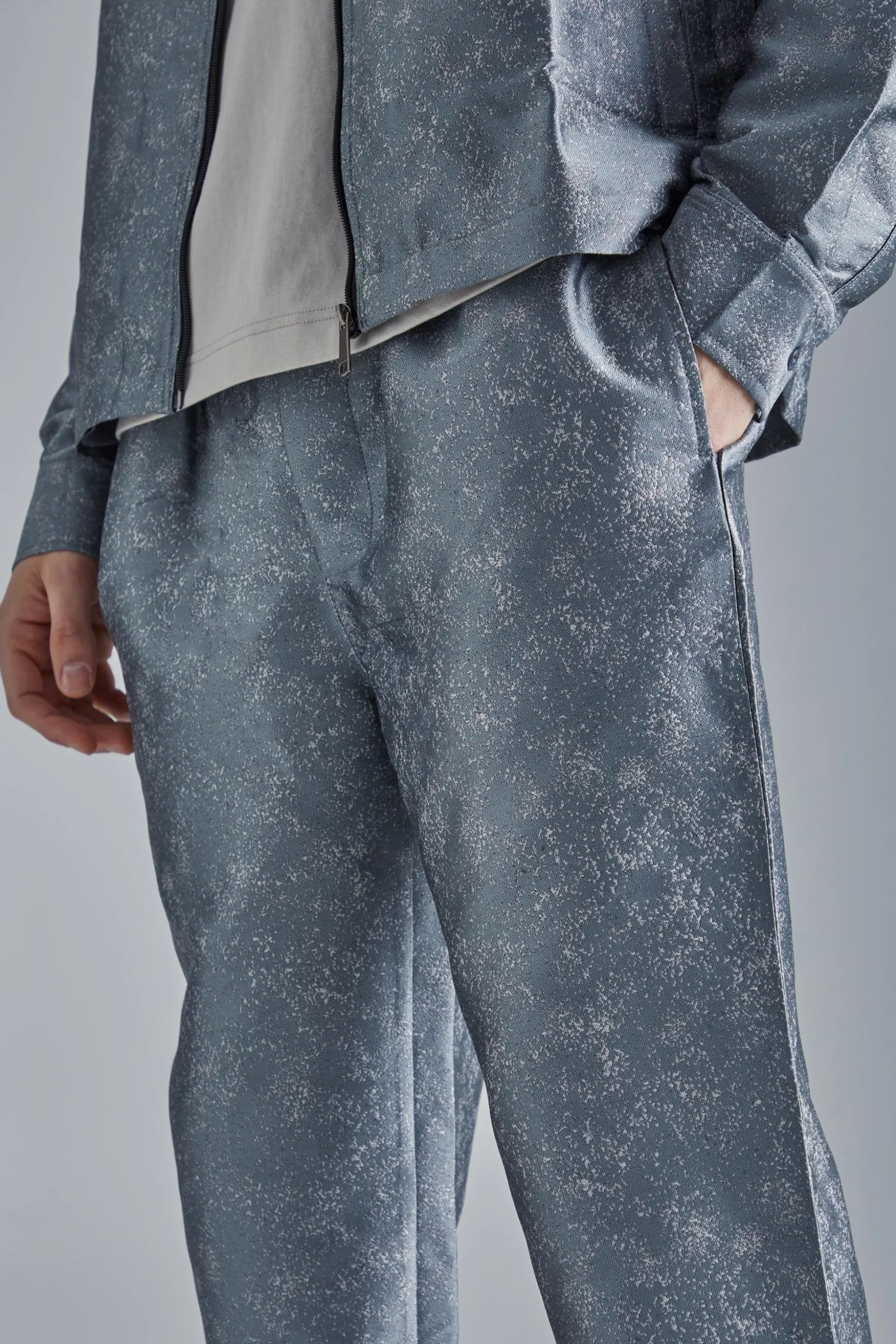 Marl Fabric Interest Straight Trouser | BoohooMAN UK